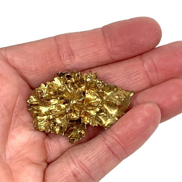 Vintage Gold Nugget Brutalist Pendant Shiny Gold Tone Metal Estate Find 1.5"x1" - Picture 3 of 6